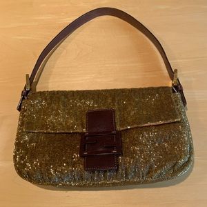 Vintage Fendi Gold Beaded Baguette